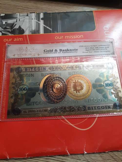 Certify 100Bitcoin Banknotes 24k gold